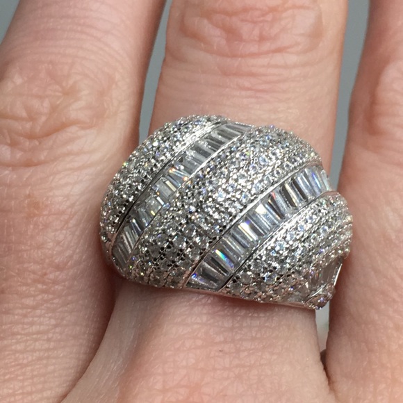 14k white gold lab diamond statement ring band - Picture 4 of 8